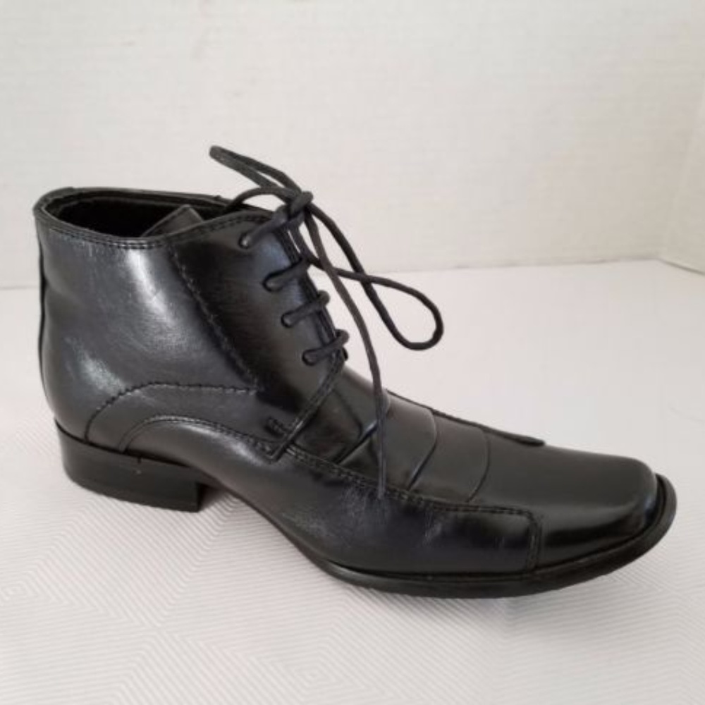 Luna Boys Sz 1 Black Laceup Dress Shoe Half Boot